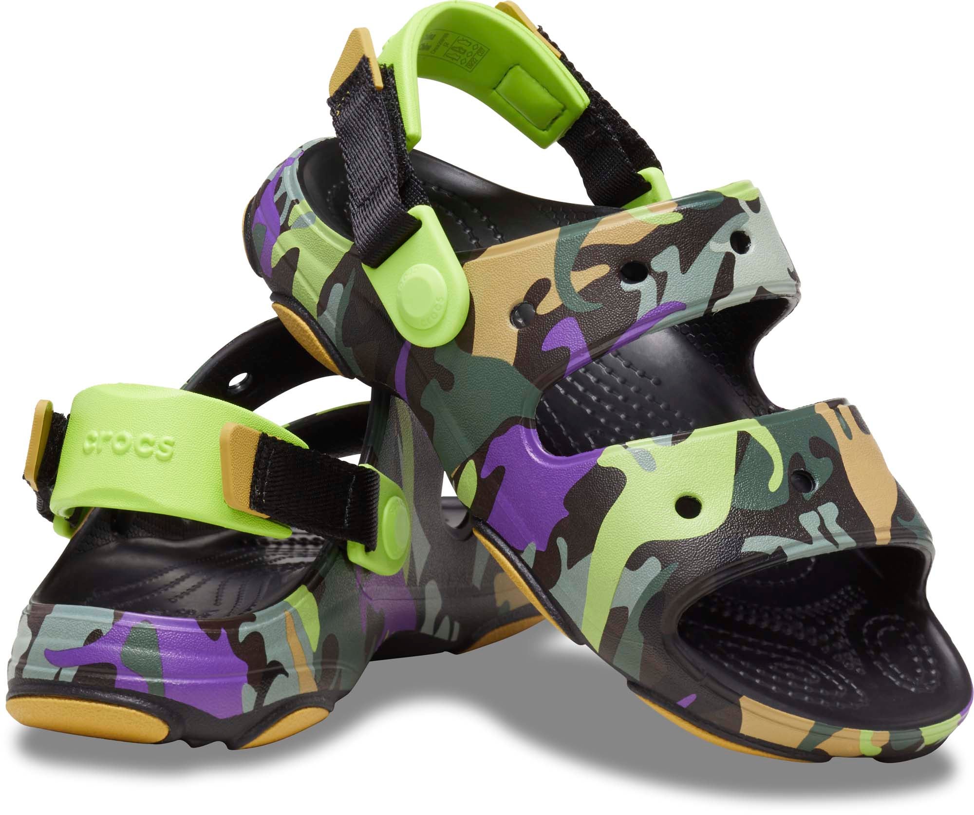 All terrain Dino Camo Sandal Kids in Patterned Crocs