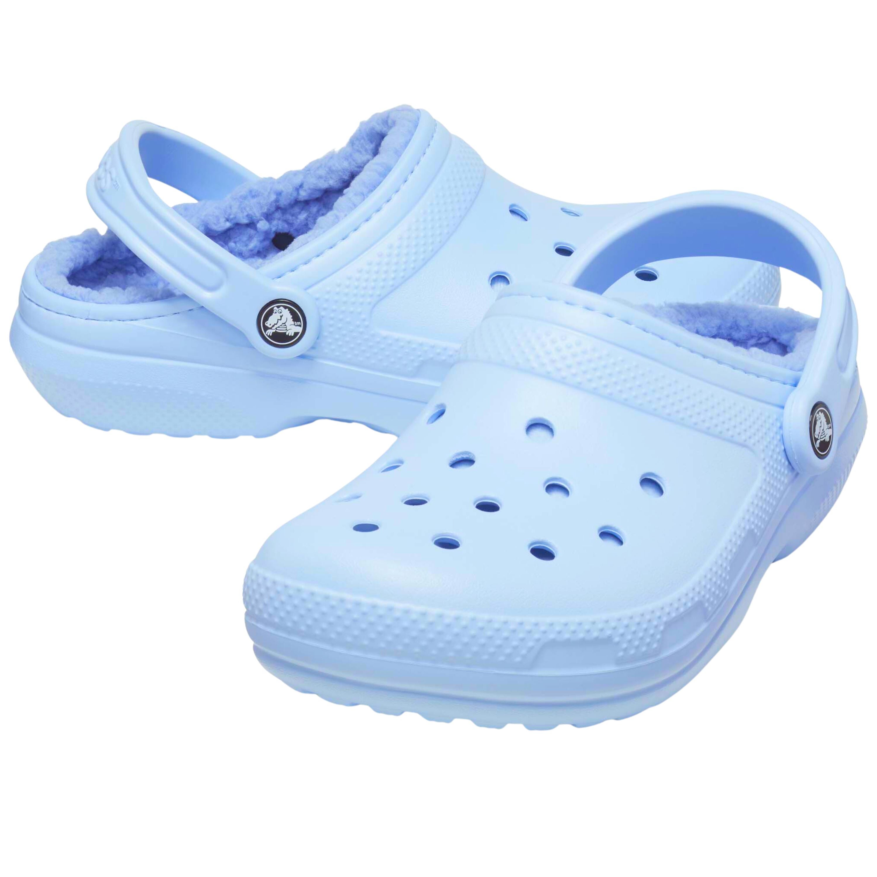 light blue lined crocs