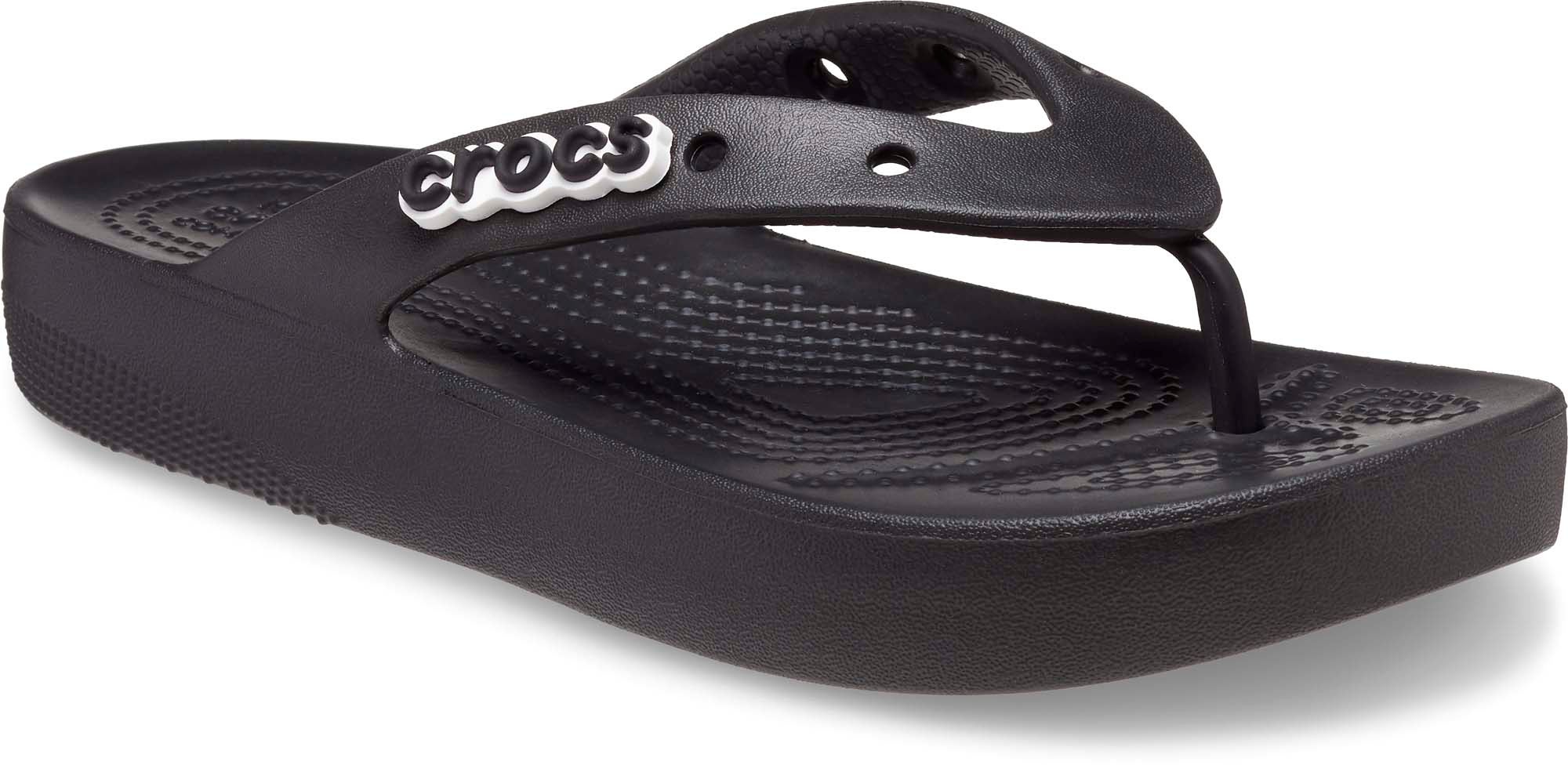 Womens Black Crocs Classic Platform Flip Sandals