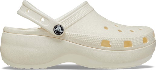 Classic Platform Glitter Clog Women's in White | Crocs