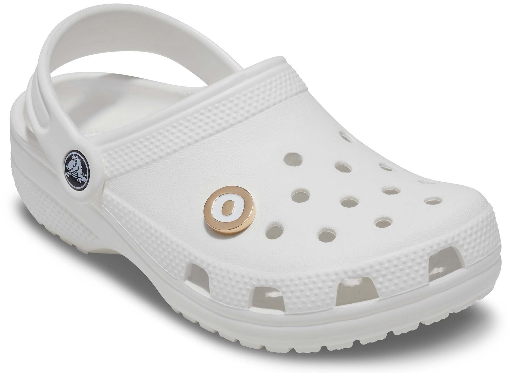 White crocs clearance with rainbow letters