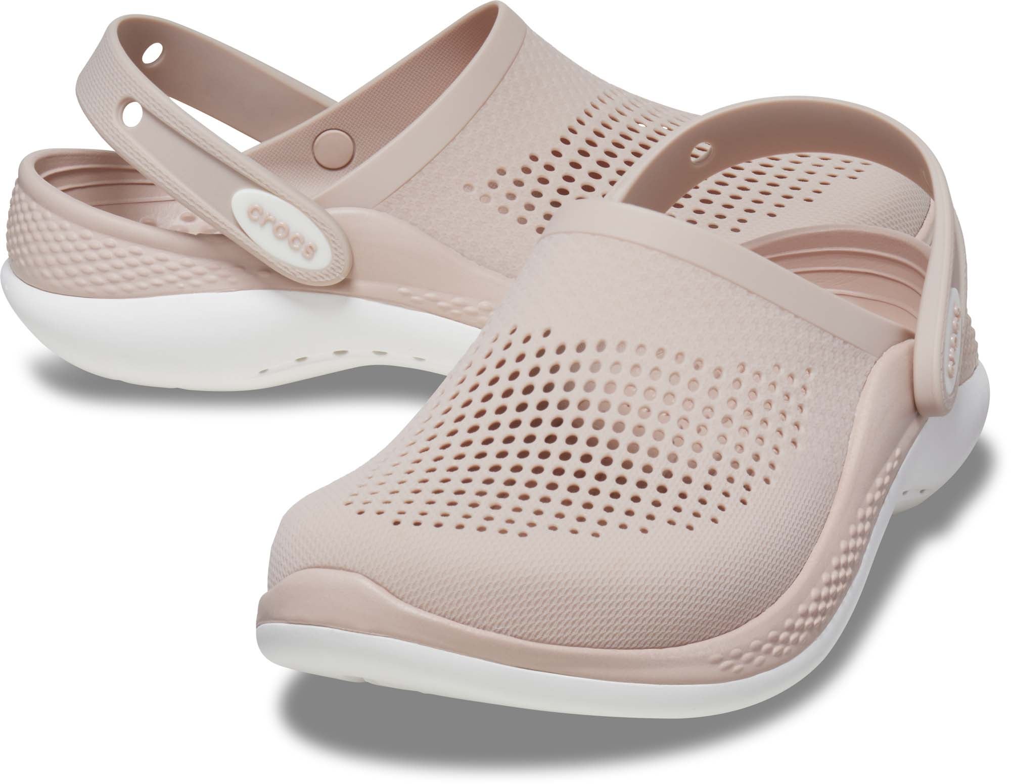 Crocs white store and pink